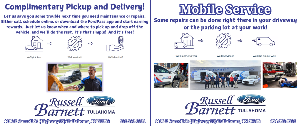 Mobile Service and Pickup and Delivery at Russell Barnett Ford of Tullahoma