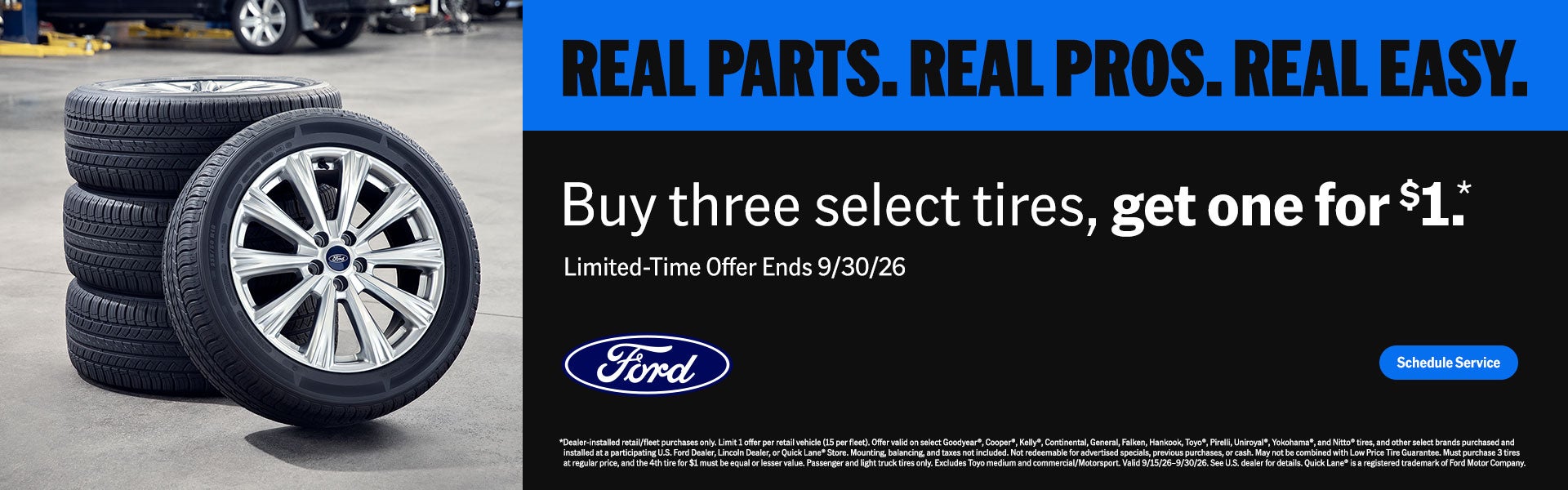 Buy three select tires, get one for $1.*